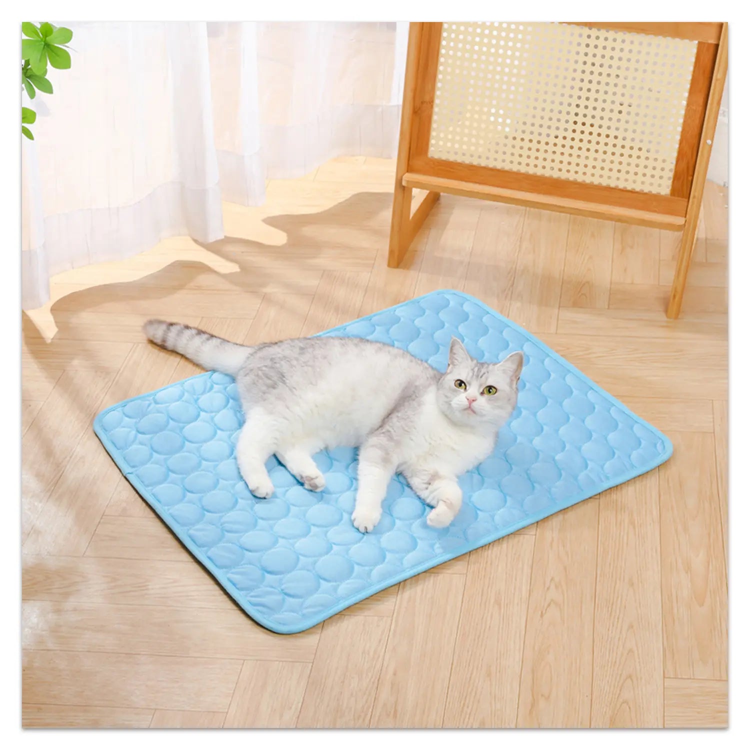 Dog Cooling Mat - Premium Pet Cooling Blanket Pad for Indoor & Outdoor Use, Ideal for Kennels, Crates, and Cars (Blue, Large 28" x 22")