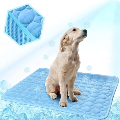 Dog Cooling Mat - Premium Pet Cooling Blanket Pad for Indoor & Outdoor Use, Ideal for Kennels, Crates, and Cars (Blue, Large 28" x 22")
