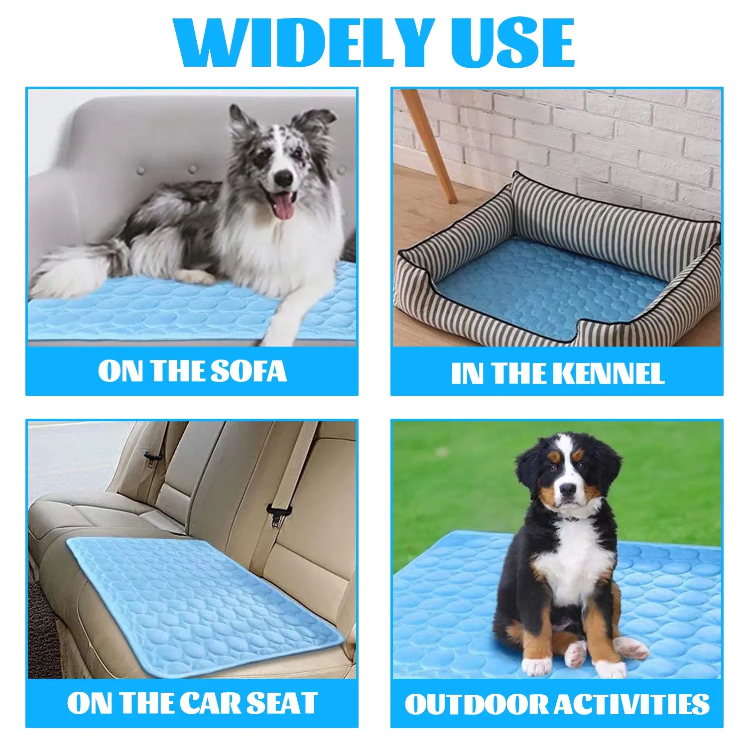 Dog Cooling Mat - Premium Pet Cooling Blanket Pad for Indoor & Outdoor Use, Ideal for Kennels, Crates, and Cars (Blue, Large 28" x 22")