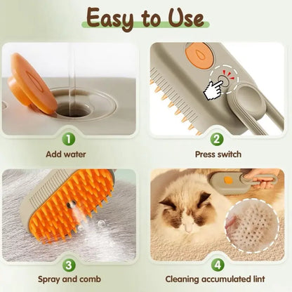 Furevercare Pet Steam Brush for Shedding with Anti-Static Technology and USB Rechargeable Feature for Dogs, Cats, and Other Pets