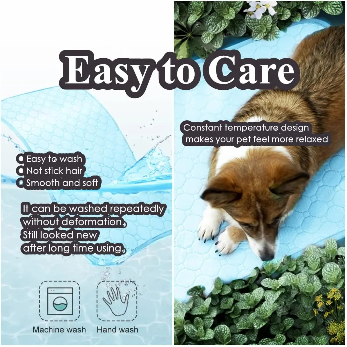 Dog Cooling Mat - Premium Pet Cooling Blanket Pad for Indoor & Outdoor Use, Ideal for Kennels, Crates, and Cars (Blue, Large 28" x 22")