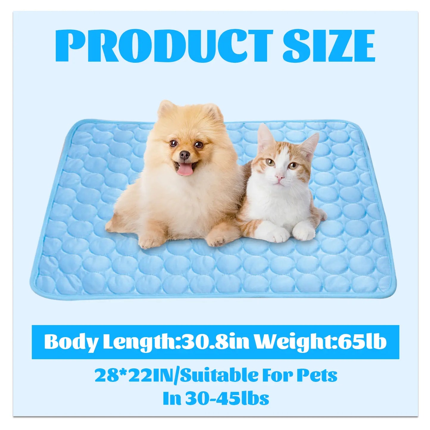 Dog Cooling Mat - Premium Pet Cooling Blanket Pad for Indoor & Outdoor Use, Ideal for Kennels, Crates, and Cars (Blue, Large 28" x 22")