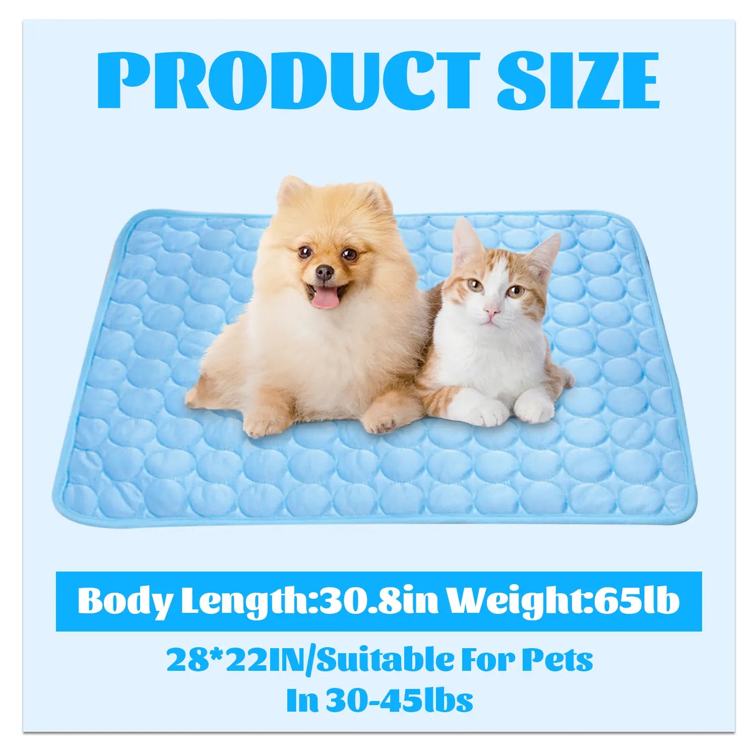 Dog Cooling Mat - Premium Pet Cooling Blanket Pad for Indoor & Outdoor Use, Ideal for Kennels, Crates, and Cars (Blue, Large 28" x 22")