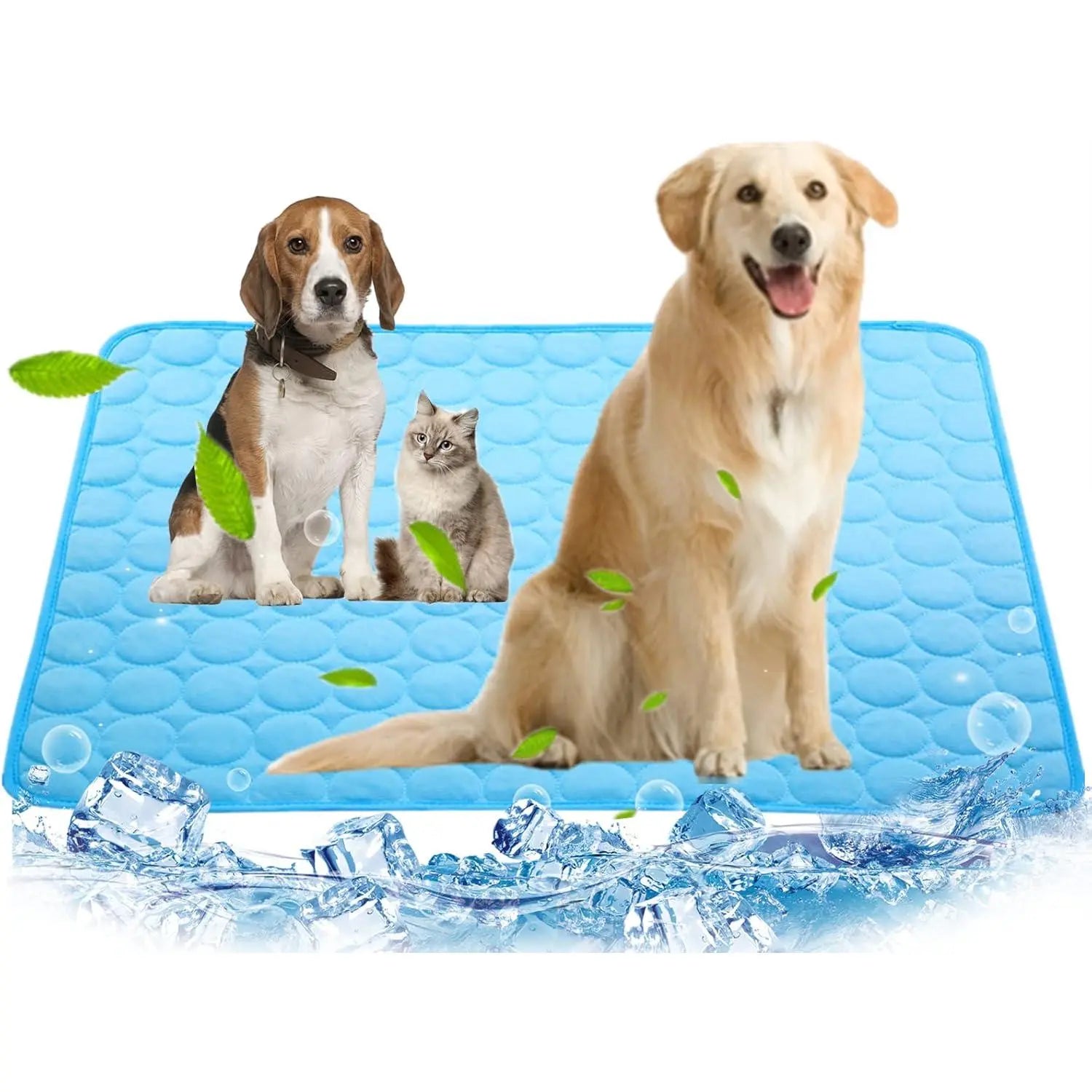 Dog Cooling Mat - Premium Pet Cooling Blanket Pad for Indoor & Outdoor Use, Ideal for Kennels, Crates, and Cars (Blue, Large 28" x 22")