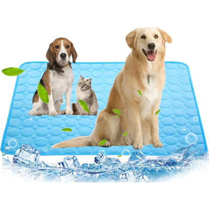 Dog Cooling Mat - Premium Pet Cooling Blanket Pad for Indoor & Outdoor Use, Ideal for Kennels, Crates, and Cars (Blue, Large 28" x 22")
