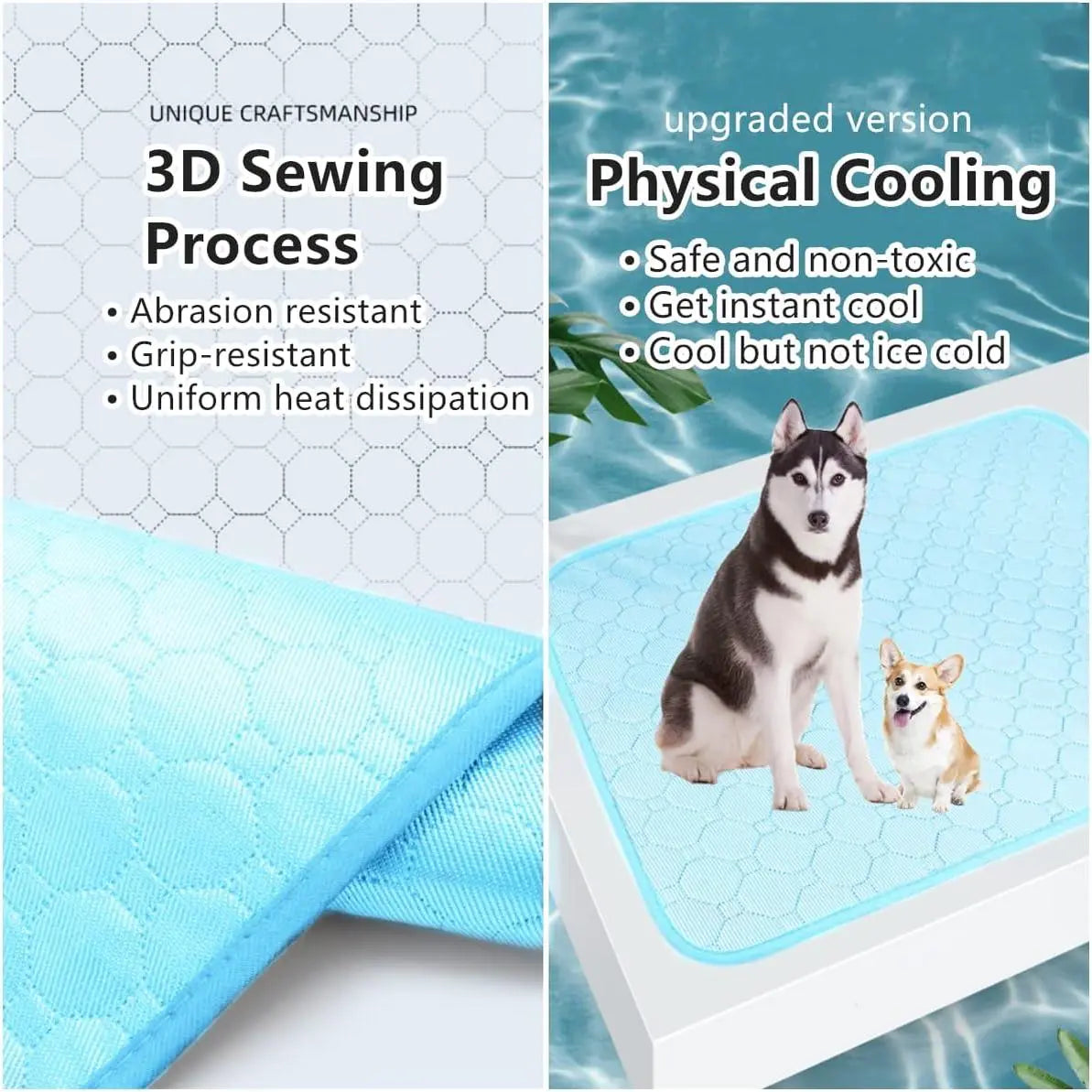Dog Cooling Mat - Premium Pet Cooling Blanket Pad for Indoor & Outdoor Use, Ideal for Kennels, Crates, and Cars (Blue, Large 28" x 22")