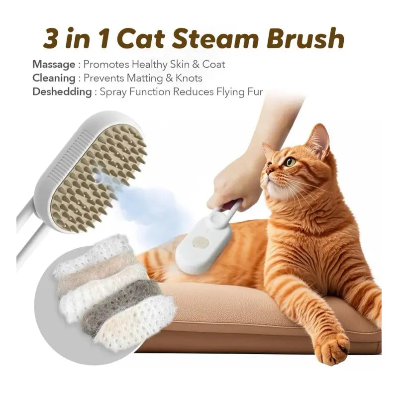 Furevercare Pet Steam Brush for Shedding with Anti-Static Technology and USB Rechargeable Feature for Dogs, Cats, and Other Pets